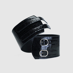 WAIST LEATHER BELT WITH 2 BUCKLES