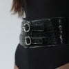 WAIST LEATHER BELT WITH 2 BUCKLES